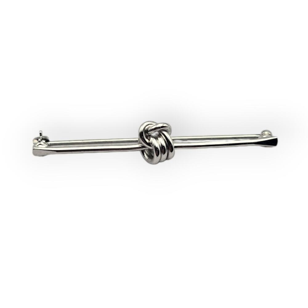Vintage Monet Silver-Tone Love Knot Bar Brooch